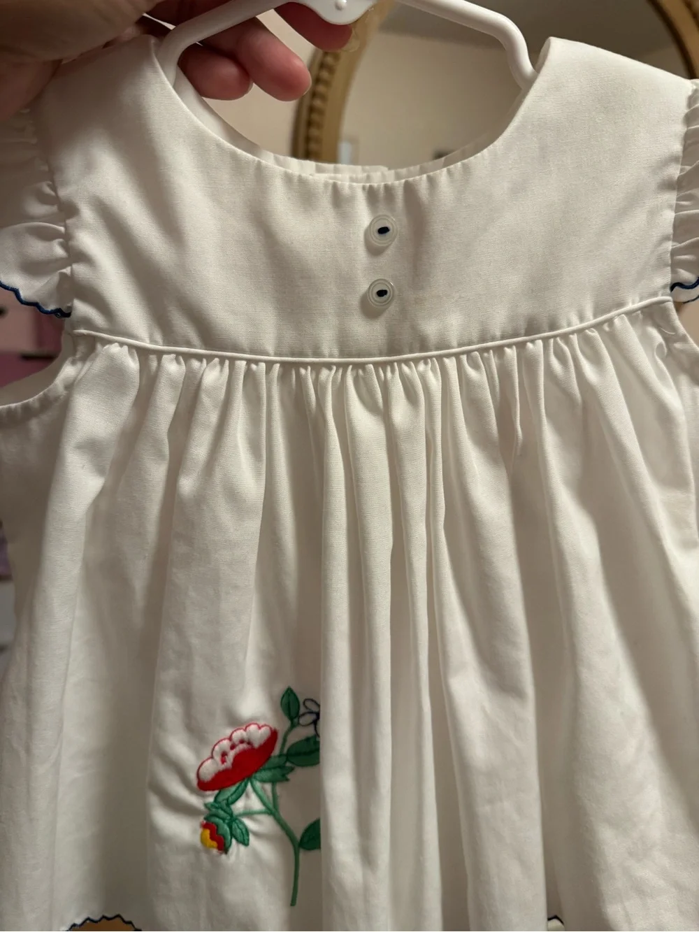 Vintage White Dress with Small Multicolor Prints